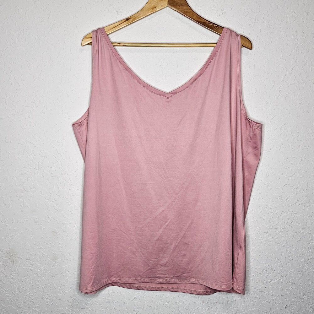 Avenue Reversible Tank Top Pink V-Neck/Scoop Neck Plus Size 26/28 NWT‎